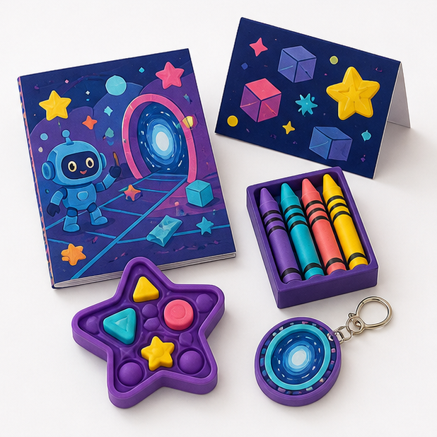 Neon Game Quest party favor pack concept